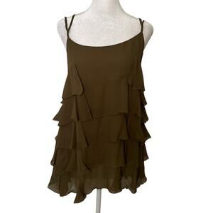 Twin Set Simona Barbieri army green ruffle sleeveless top size 42